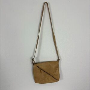 Rock Paper Scissors RPS Tan Leather Zipper Front Crossbody Purse